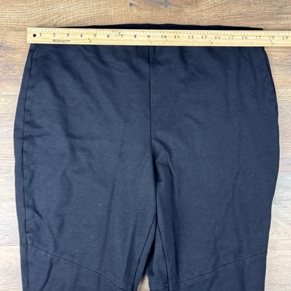 Eileen Fisher Pants Women Large Black Ponte Knit Ankle Zip Legging Stretch